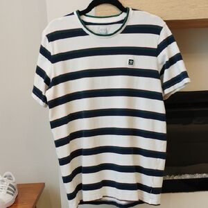 Adidas Men's Navy and White Striped 100% Cotton Tee Size Large